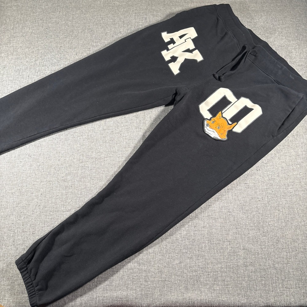 AKOO Sweatpants Mens XXL Black Varsity Patch Fox Head Joggers